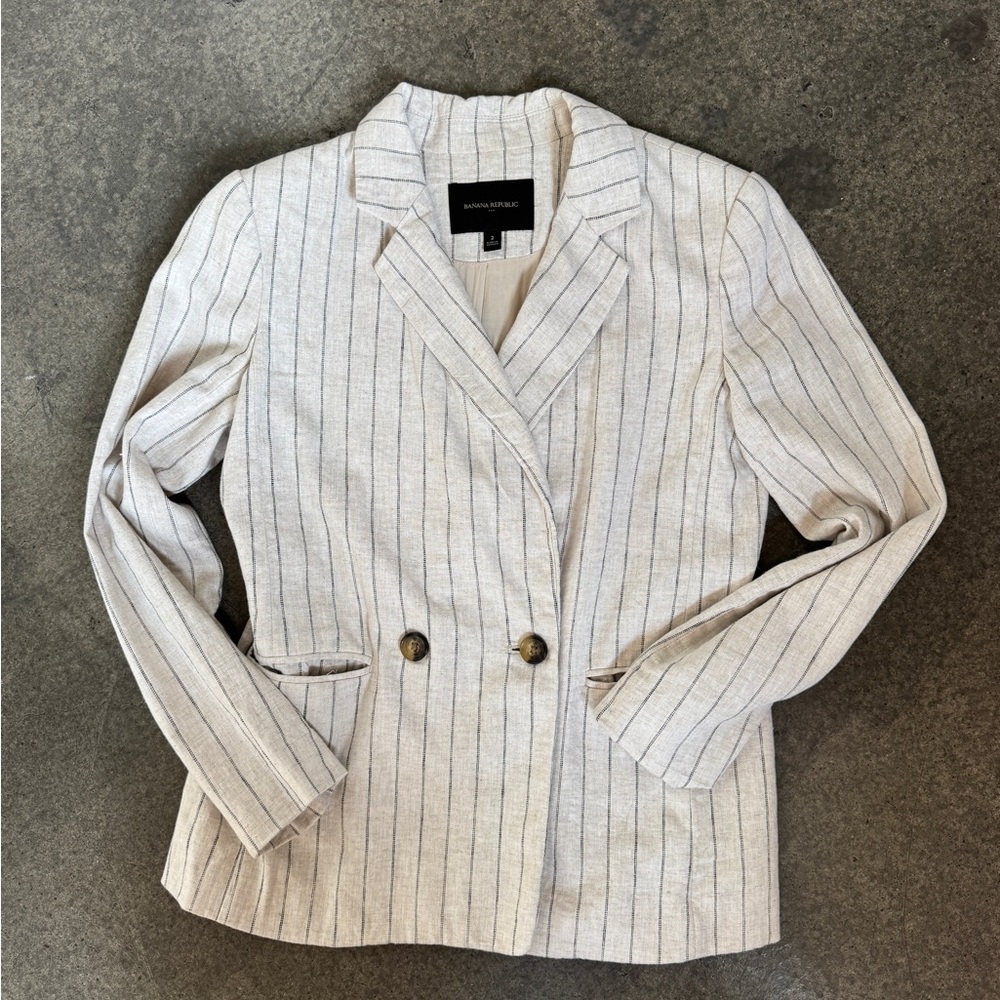 Banana Republic Women's Beige Pinstripe Blazer